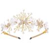 IYOU Fiore Matrimonio Fasce per capelli Oro Perle Cerchietto per Capelli Sposa Floreali per Capelli Strass Accessori per capelli Sposa Comunione per Ragazze