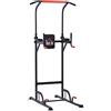 HOMCOM Barra per Trazioni Power Tower Stazione Fitness Multifunzione Regolabile 189-239cm in Acciaio Nero Rosso