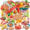 Comirth 80 Cesto della spesa giocattolo con frutta e verdura di imitazione per bambini, Pizza,Cibo Giocattolo per Bambini,Cucina Giocattolo Giochi Bambini Ragazzi Bambina 3 4 5anni