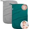 MIMUSELINA Set 2 Asciugamani Asilo Bambina e Bambino in Cotone di Spugna Assorbente - Asciugamani Bambini Asilo Riutilizzabili in Cotone 35 x 23 cm con Grammatura di 450 gr (Turchese/Grigio)