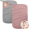 MIMUSELINA Set 2 Asciugamani Asilo Bambina in Cotone di Spugna Assorbente - Riutilizzabili, 35 x 23 cm con Grammatura di 450 gr (Rosa/Grigio)