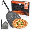 SOUTHGATE 12 Pollici Pala per Pizza Forata, Palino per Pizza in Alluminio Anodizzato Duro, Manico in Silicone Rimovibile, Raschietto per Pizza Forata per Pizzas, Pane per Forno, 30 x 35 cm