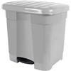 DRW Pattumiera a pedale ecologico grigio argento con 2 spazi per sacchetti da 46 litri, 45 x 41 x 47 cm