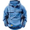 PADOLA Felpa Uomo Felpe con Cappuccio Manica Lunga Semplice Pullover Hoodie Tasche Multiple Giacca Autunno e Inverno(Blu,XL)
