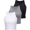 Boao Canotta da Donna Senza Maniche in Cotone Reggiseni Basic da Allenamento Sport per Ragazza (Nero, Bianco, Grigio Chiaro, M)