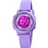 TONSHEN Orologio Bambini Impermeabile Multicolore LED Luce Digitale Orologi da Polso Outdoor Sportivo Multifunzione Plastica Cassa e Gomma Cinturino (Viola)
