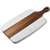 VoVoia Tagliere di Marmo di Legno, Tavolo da Servizio Per Bistecca Frutta Con Maniglia, Pane, Formaggio,Adatto Per Cucina,Ristoranti (bianco, 35)