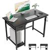 TRIUMPHKEY Scrivania per Computer,100 cm Scrivania Ufficio,Tavolo da Ufficio con Cassetti,Scrivania Reversibile, Telaio in Metallo,Scrivania da Gaming,con Gancio(Nero)