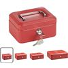 ARREGUI Elegant C9214 Cassetta di sicurezza con chiave per contare e trasportare denaro | Cassetta Portavalori in acciaio con vassoio Portamonete | Cassaforte portatile de 15 cm di larghezza | Rosso