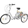 YEITBY 24 Pollice 6 Marce Tricicli Per Adulti, Bicicletta 3 Ruote Con +Parafango+Faro+Cestino Verdure, Altezza Regolabile Velocità Per Shopping, Sport, Tempo libero