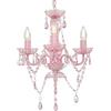 vidaXL Lampadario con Perle di Cristallo Rotondo 3 Lampadine E14 Lampada Soffitto Luce Pendente Base in Metallo Rosa Gocce Acrilico Trasparente