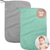 MIMUSELINA Set 2 Asciugamani Asilo Bambina in Cotone di Spugna Assorbente - Riutilizzabili, 35 x 23 cm con Grammatura di 450 gr (Menta/Grigio)