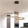 WayLuoung LED Lampadario Metallo | 2 Cerchi 40+60cm | 40W Lampada Sospensione Soffitto Anelli, Telecomando Dimmerabile 3000-6000K, Lampada Sospensione Paralume Acrilico Soggiorno Camera Letto【Marrone】