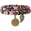 Farfume Bracciali Chakra per Donne - Cristalli Bracciale Donne Pietre Naturali Yoga Reiki- Un Set di Bracciali Doppi（Tormalina Arcobaleno & Albero della Vita（Medio）