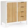 Bizzotto Credenza 1 Anta 4 Cassetti Charley Colore Bianco e Naturale cm 80x40x h.82