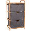 Generico Cassettiera 3 Cassetti Bamboo e Tessuto h.90 cm Colore Grigio
