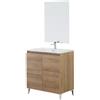 Generico Mobile Bagno da Terra con Specchio Dimensione 80 cm Colore Rovere