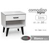 Gicos Comodino Legno 1 Cassetto e Vano Ares cm 48x38xh.50 Colore Bianco