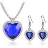 Yifnny Collana Cuore dell'Oceano, Collana Classica Cuore dell'Oceano Titanic e Orecchini Set di Gioielli Collana Pendente Zaffiro Collana Cuore Blu per Donne Gioielli Prom Titanic (Blu)