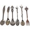 Zerodis Forchette e cucchiai vintage, 6 pezzi Set di stoviglie per la famiglia Set di antichi posate in metallo oro argento stile reale retrò retrò, cucchiaino da cucchiaino da cucchiaino (ottone antico)