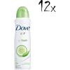 Dove 12 x Go Fresh anti traspirante cetriolo tè verde deodorante spray 150 ml