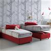 Talamo Italia Letto Singolo Asia, Letto Contenitore con Rivestimento in Tessuto, 100% Made in Italy, Apertura Frontale, Adatto per Materasso Cm 80x190, Rosso