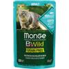Monge BWild Grain Free Cibo Umido per Gatti - 14x85 gr - Merluzzo con Gamberetti