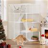 YITAHOME Grande Gabbia per Gatti da Esterno/Interno, Box per Gatti in Metallo, Cuccia per Gatti a 4 Livelli con 4 Porte, 3 Scale, Amaca Grande, Gabbie per 1-3 Gatti, Bianco, 104 x 72 x 140 cm