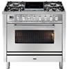 Ilve Cucina P09W Professional Plus P09IDWE3 con forno elettrico e piano cottura a gas e 2 zone induzione con dual da 90 cm