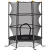 HOMCOM Trampolino Elastico per Bambini Ø1.6x1.9 m con Rete di Sicurezza e Pali Imbottiti, Età 3-10 Anni, Nero