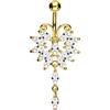 PIERCINGLINE Piercing per ombelico in acciaio chirurgico 316L con design in ottone con grande farfalla, 21 x 35 mm, Acciaio inossidabile, Cristallo