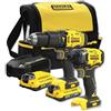 STANLEY FATMAX , Kit batteria Stanley Fatmax V20 18 V - trapano a percussione a batteria, avvitatore a percussione a batteria, 2 batterie al litio da 2,0 Ah, 1 caricatore, borsa. SFMCK465D2S-QW