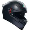 AGV - Casco K1 S E2206, Casco Moto Integrale ECE da Uomo, Stile Racing con Spoiler Aerodinamico, Prese d'Aria e Visiera Antigraffio, Campo Visivo 190°, Predisposizione Interfono, Nero Opaco