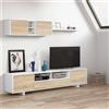 Dmora Parete attrezzata da Soggiorno, Mobile Porta TV Moderno, Pensile a 2 Ante e mensola, cm 200 x 46 x 41, Colore Rovere e Bianco, 200x46x41