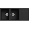 ELLECI Lavello 2 Vasche con Gocciolatoio, Linea Unico 500, Installazione Standard, 116 cm, Granitek Nero - LGU50040