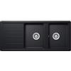 SCHOCK Lavello 2 Vasche + Gocciolatoio, Linea Toledo D200, 116X50 cm, Cristadur Premium, Nero puro - TOLD200A84