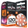 Udivita 120 Batterie Per Apparecchi Acustici Udivita Auricolari Misura 13 PR48 (Arancioni) Tecnologia Phono Pulse - 15 Blister da 8 Pile