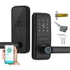 XENOCAM Smart Lock, Keyless Entry with Sleek Matte Black Handle, Electronic Keypad Deadbolt,Fingerprint & Touchscreen Keypad, Biometric Bluetooth Smart Lock for Front Door