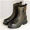Galieti Stivali tronchetto in pelle con cinturini e suola biker 5 cm
