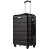 COOLIFE Valigie Valigia Trolley rigido ultraleggero e capiente,Chiusura a combinazione laterale con TSA, 4 ruote per facilitare il trasporto (Nero, 56cm)