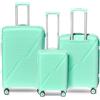 DS-Lux Valigia da viaggio di alta qualità, rigida, trolley trolley a mano, in plastica ABS con serratura TSA, 4 ruote spinner (S-M-L-Set), Verde V3, Set, Set di valigie
