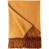 BOURINA Coperta a spina di pesce bicolore in finto cashmere, leggera, morbida, accogliente, per divano, letto, sedia, divano, coperta, 125 x 152 cm, oro