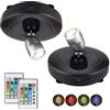 HONWELL Faretto LED senza fili a batteria con telecomando, RGB Illuminazione per freccette Timer Immagini ruotabili Illuminazione per pittura a specchio Scala da cucina,2 pezzi, Nero