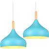 iDEGU 2 Pezzi Lampadario a Sospensione Retrò 24cm Lampada a Soffitto in Legna Metallo Moderna LED Lampada a Sospensione Stile Scandinavo Plafoniera per Soggiorno Sala da Pranzo Camera da Letto (Blu)