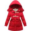 Suncadmious Cappotto da Bambina Piumino Invernale Parka Impermeabile Capispalla da Neve Vestiti per Bambini (Rosso,130cm)