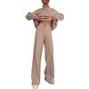 Generico Completi da Donna Eleganti Lana Tute Due Pezzi in Maglia Offerte Complete Pullover Top a Maniche Lunghe e Pantalone in Vita a Gamba Larga Tuta da Casa a Metà Autunno Sportswear di Lana Curvy