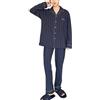 DUHENWU Pigiama da uomo lungo a righe, caldo cotone invernale, set di due pezzi, patchwork, pigiama a maniche lunghe, morbido e confortevole, leggero, O blu., 4XL