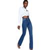 Trendyol Women High Waist Leg Flare Jeans Pantaloni, Dark Blue, 34 Donna
