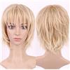 Rich Choices Parrucca da donna con capelli veri naturali corti 11 cm biondo Highlight Layer ondulato completo parrucca per feste quotidiane