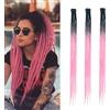 Dsoar Estensioni Dreadlock Sottili Clip in Dreads Dreads Fatti a Mano 3Pcs Crochet Loc Extensions 24 Inch/60 cm